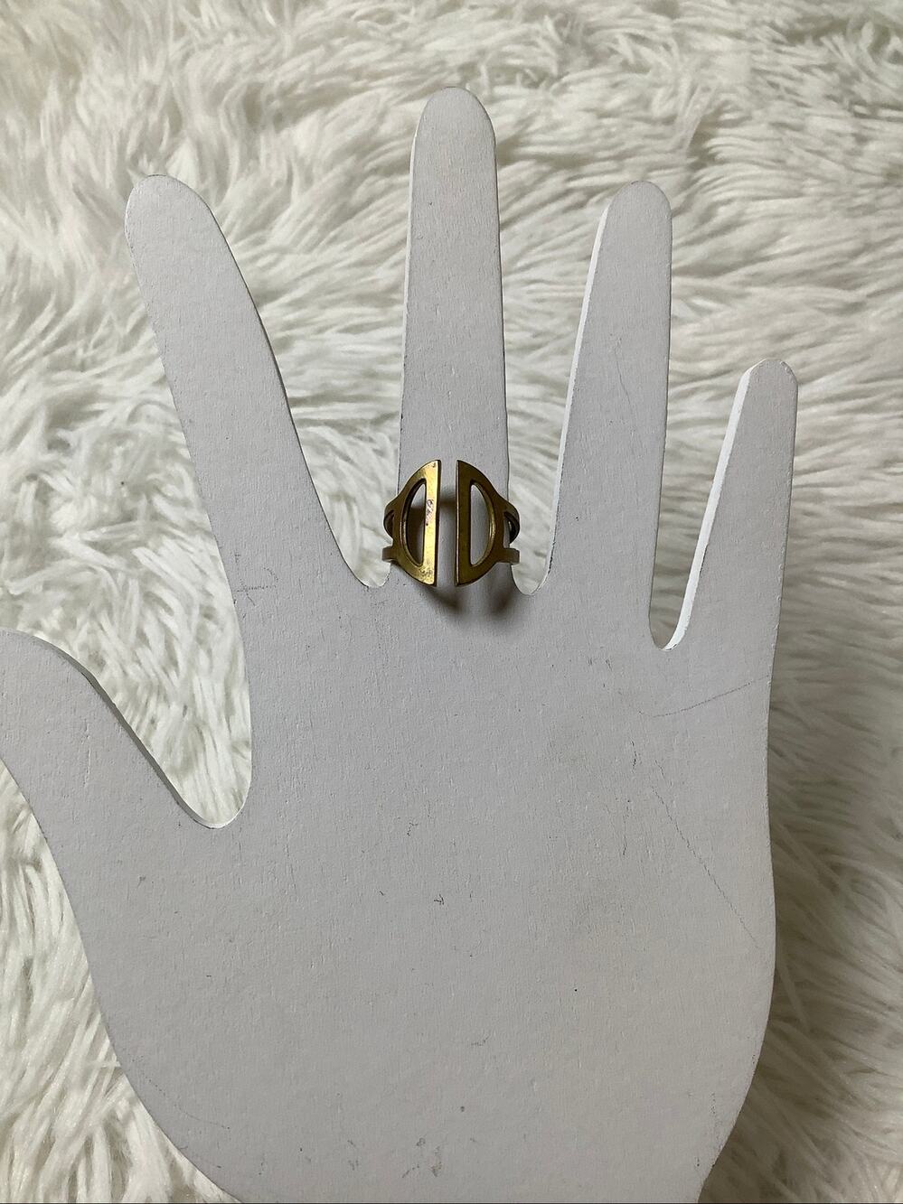 Betsy & Iya Gold Brass Roko Open Band Cutout Geometric Adjustable Ring F18-16